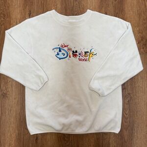 VTG 1999 Walt Disney World Fleece Sweatshirt Embroidered Spell Out Adult Size L